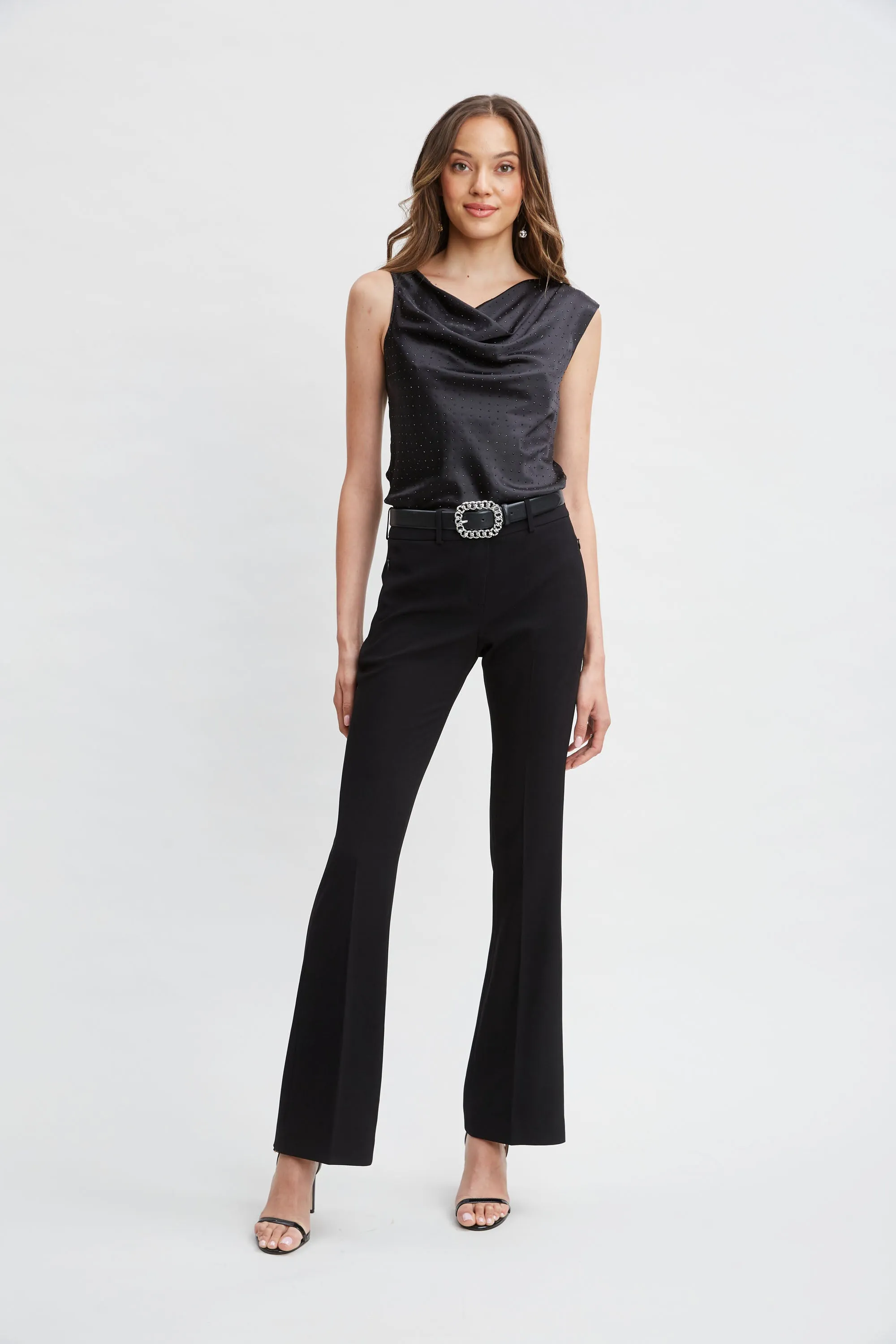 Satin Crystal Cowl Top