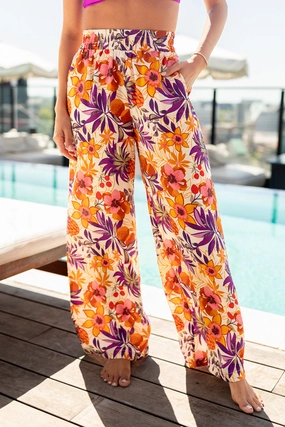 Sea Spray Purple Printed Coverup Pants