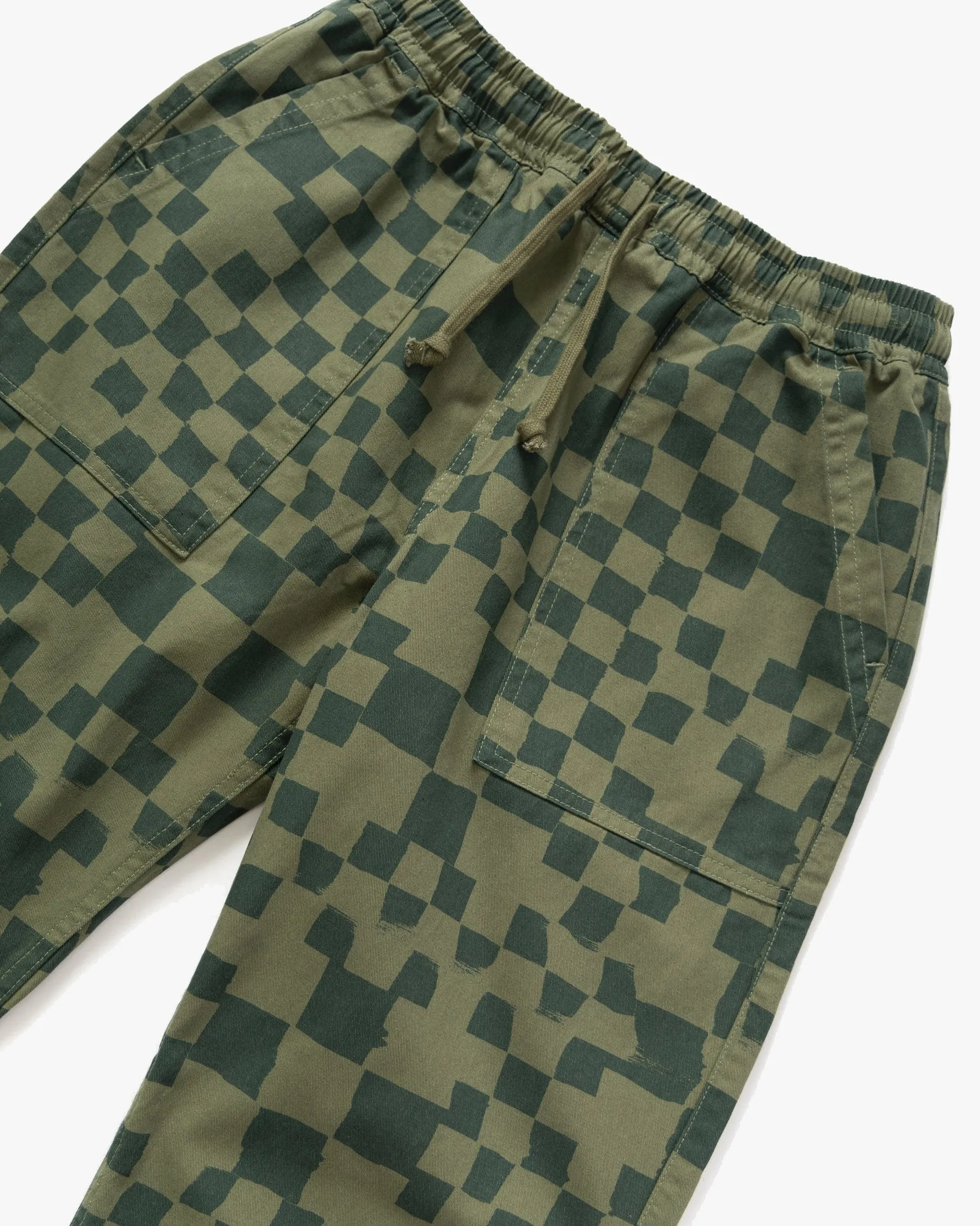 Service Works Drill Printed Chef Pant - Olive Checker