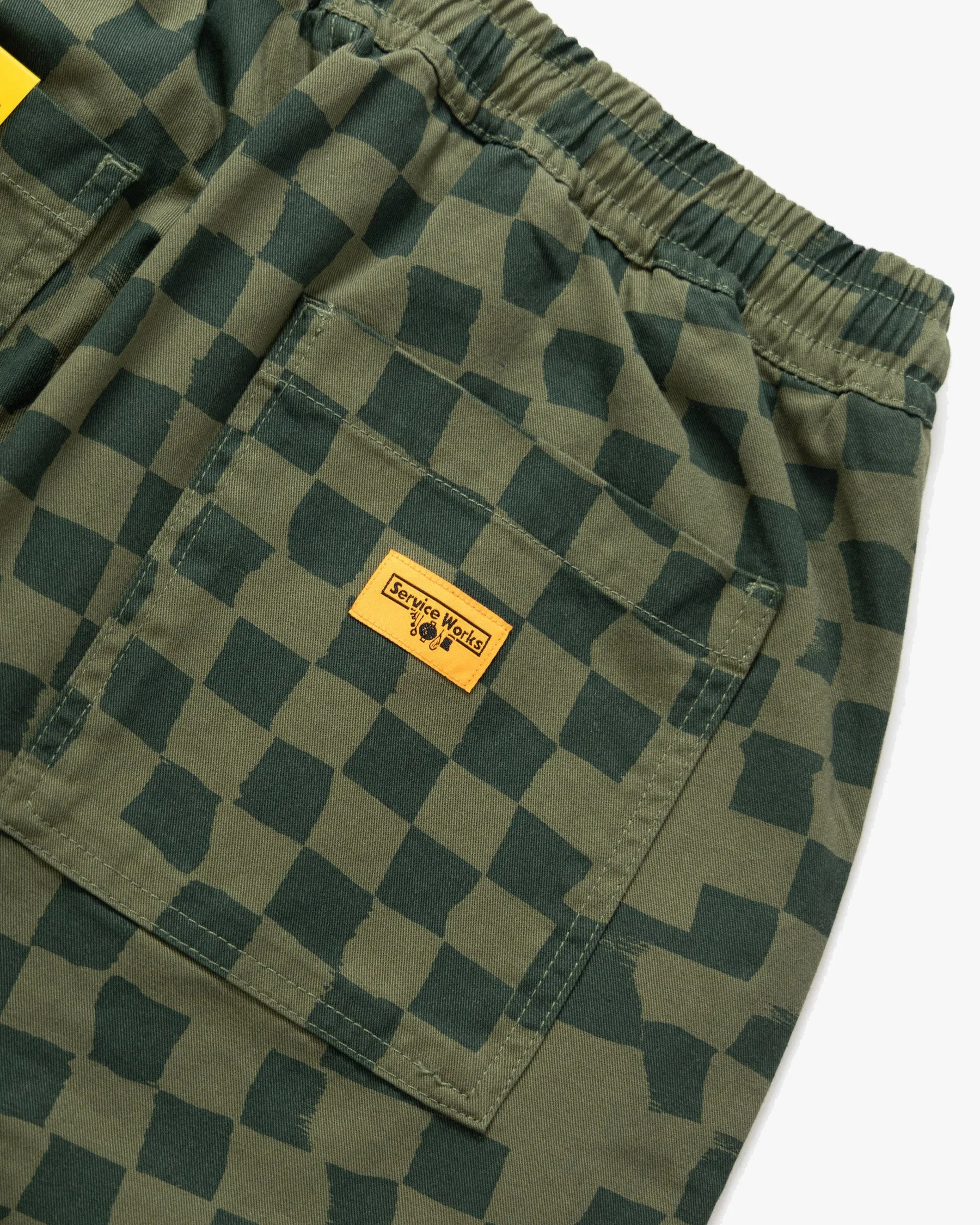 Service Works Drill Printed Chef Pant - Olive Checker