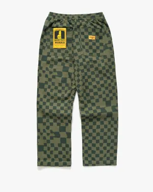 Service Works Drill Printed Chef Pant - Olive Checker