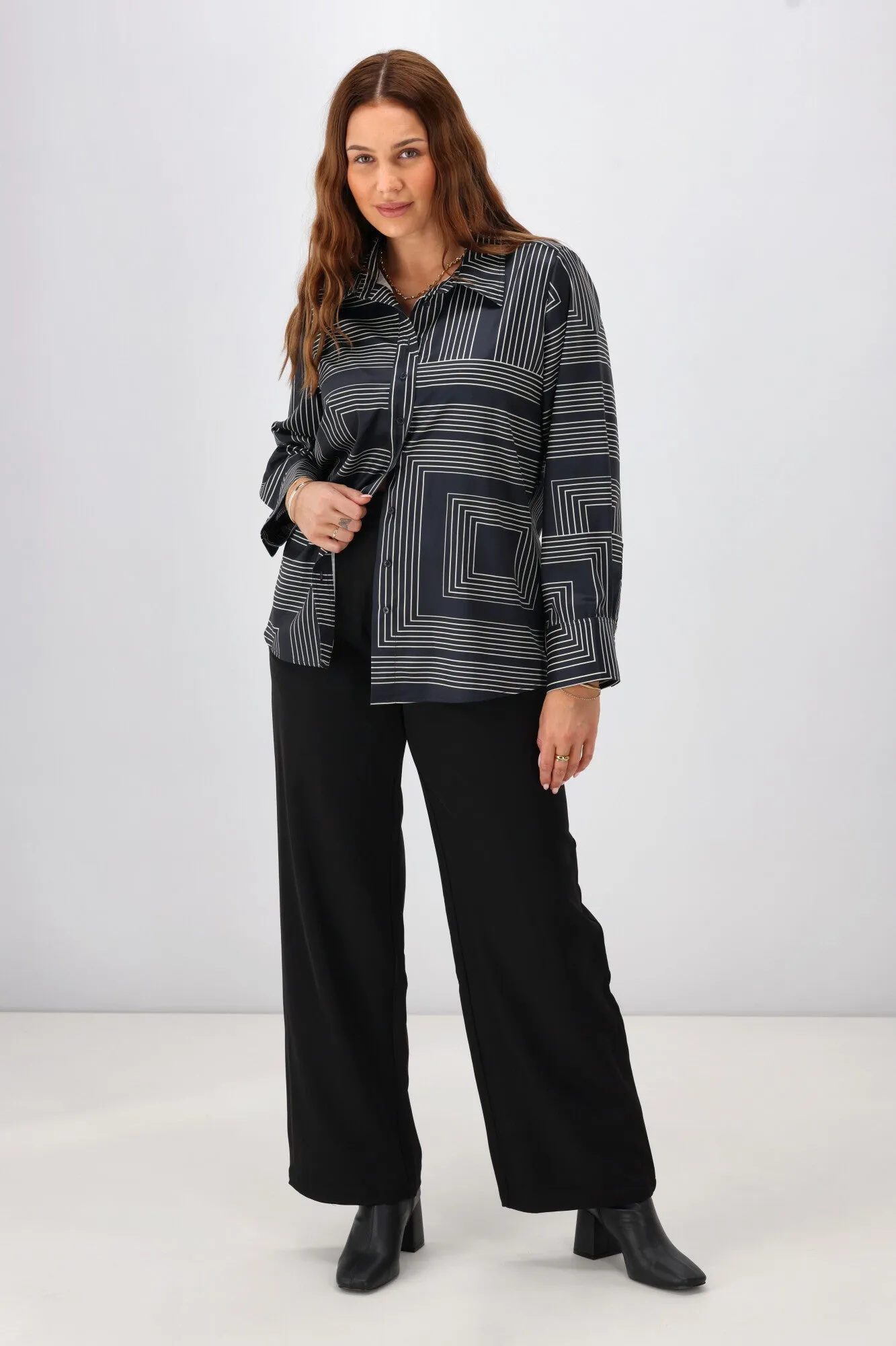 Shine On Label Bellingham Geo Print Shirt Natural Ink