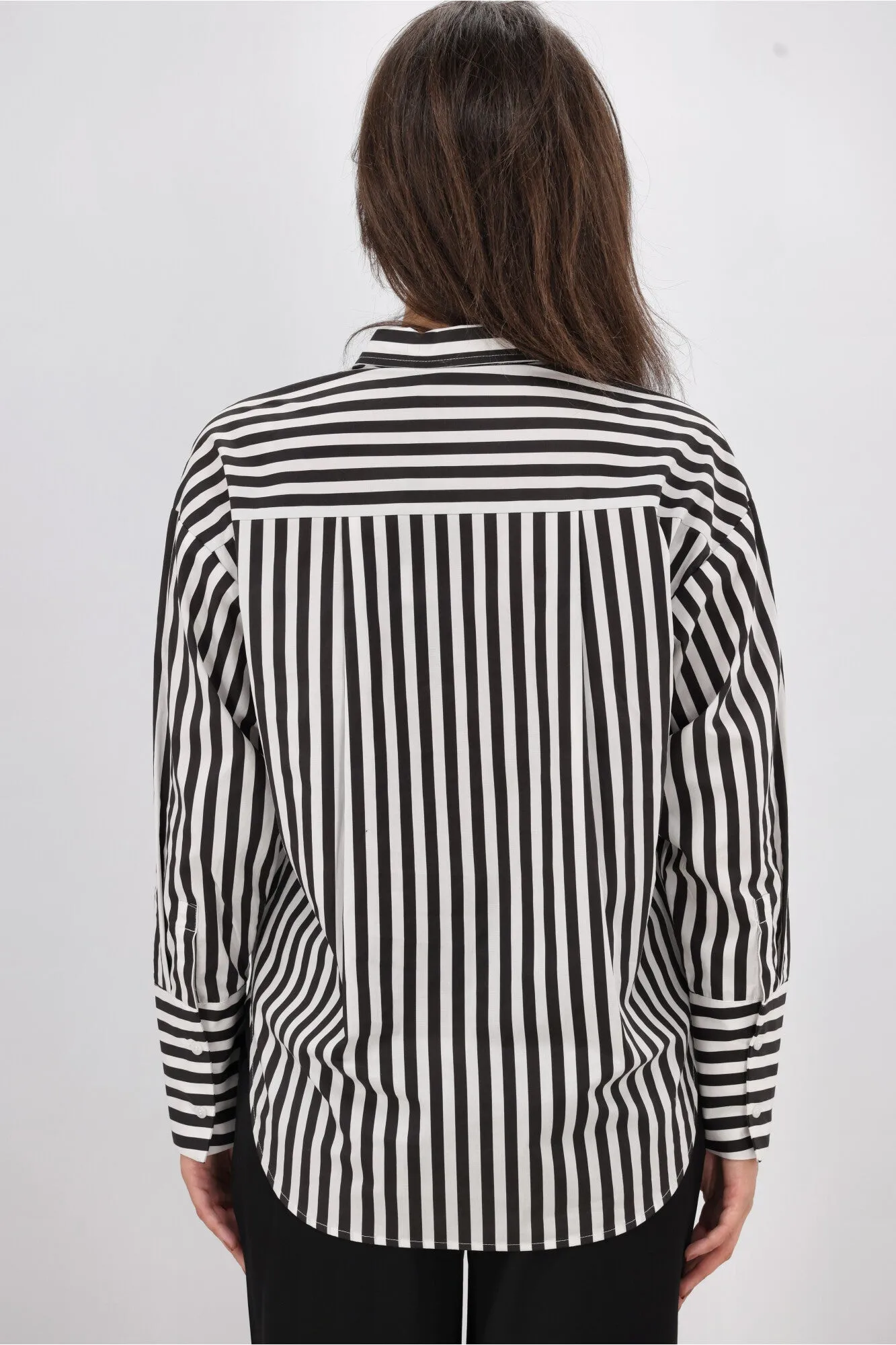 Shine On Label Kieran Angle Striped Shirt Black White