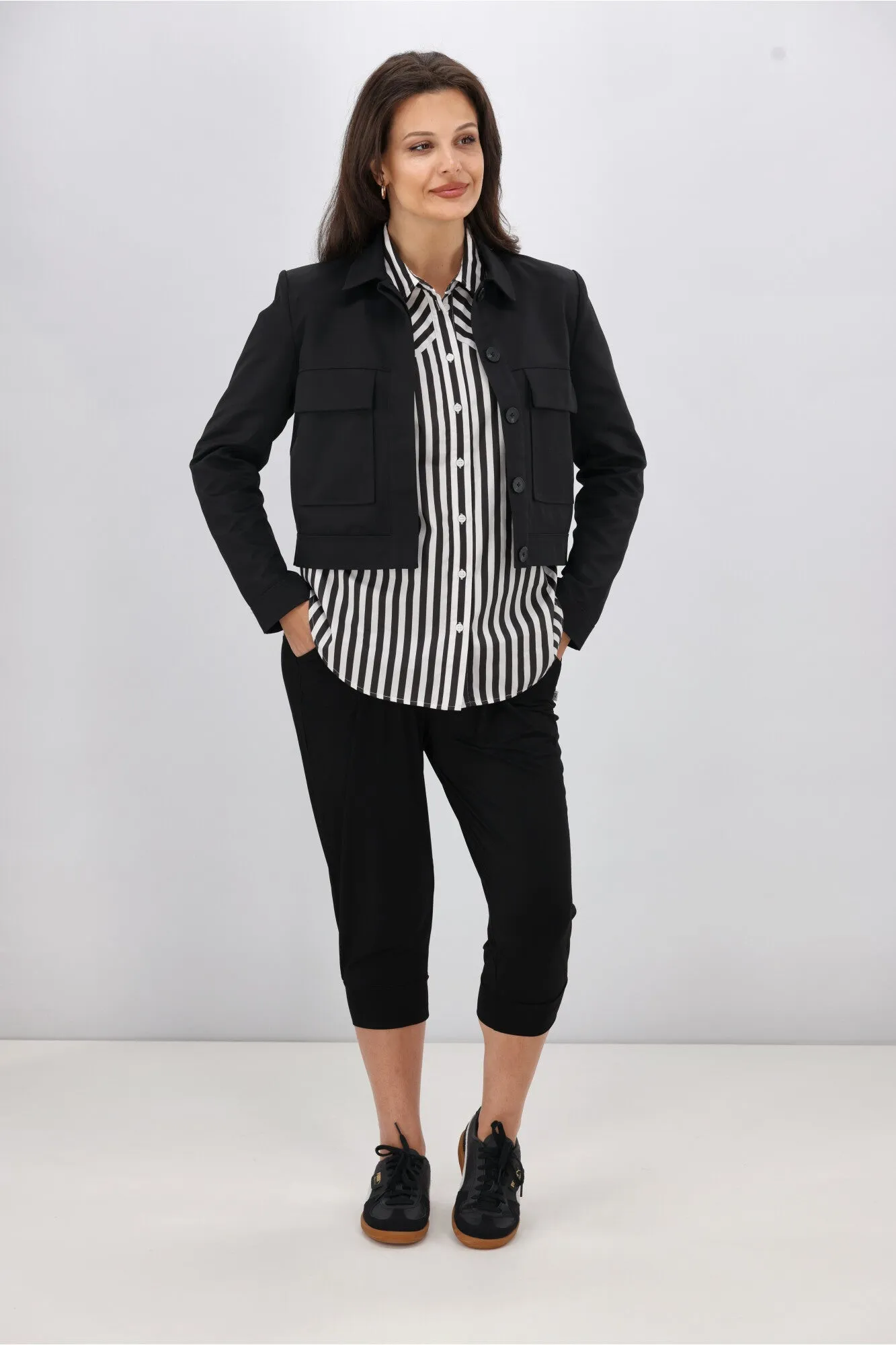 Shine On Label Kieran Angle Striped Shirt Black White