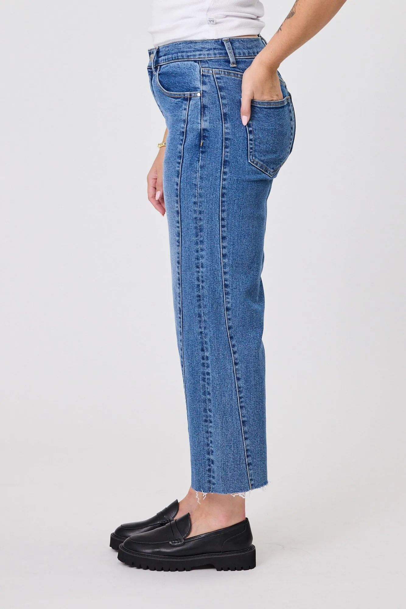 Shine On Label Stellar High Rise Side Panel Wide Leg Jean