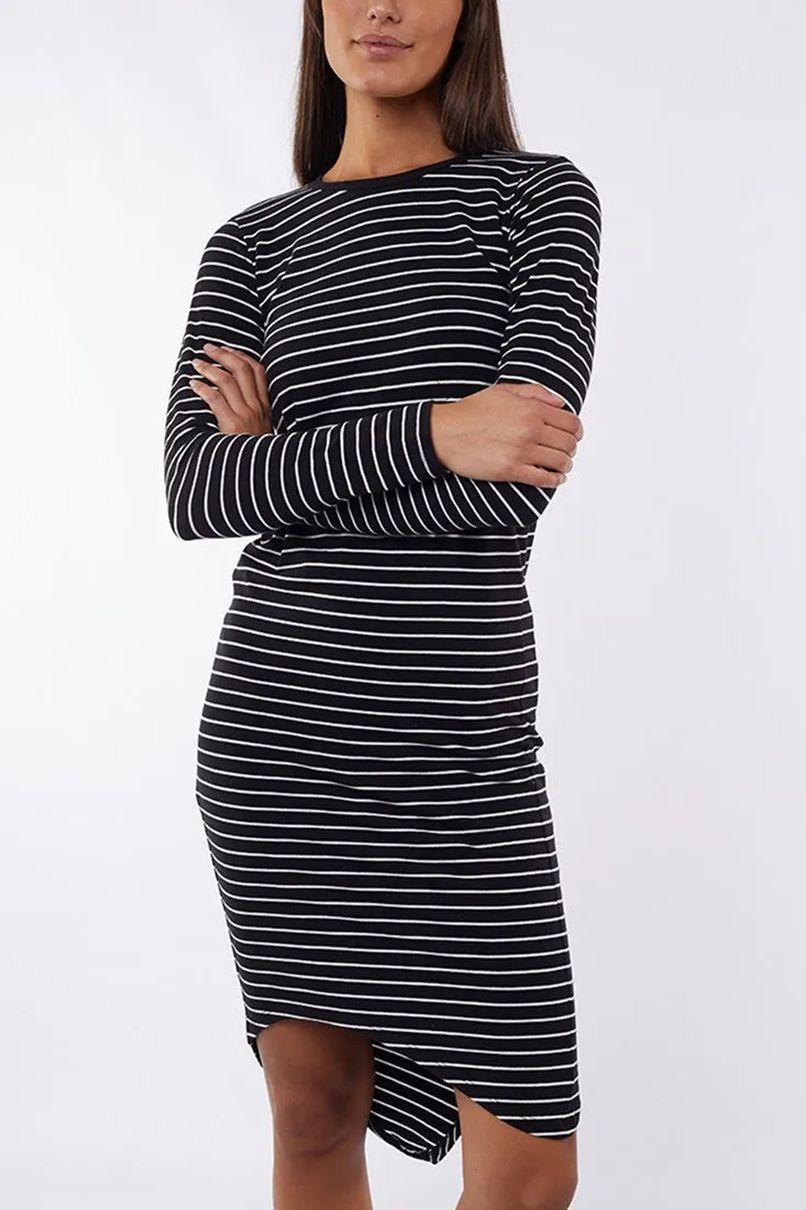 Silent Theory Dress Infinity L/S Black/White Stripe