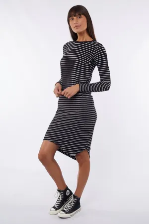 Silent Theory Dress Infinity L/S Black/White Stripe