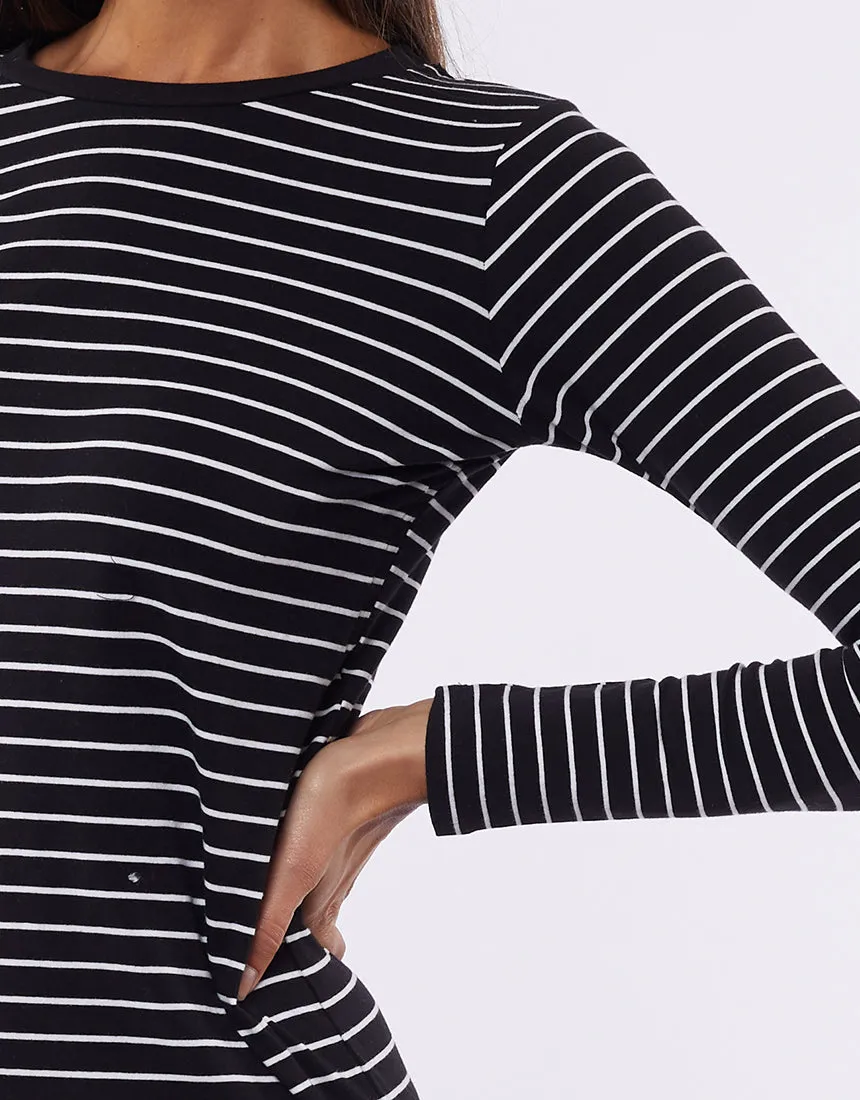 Silent Theory Dress Infinity L/S Black/White Stripe
