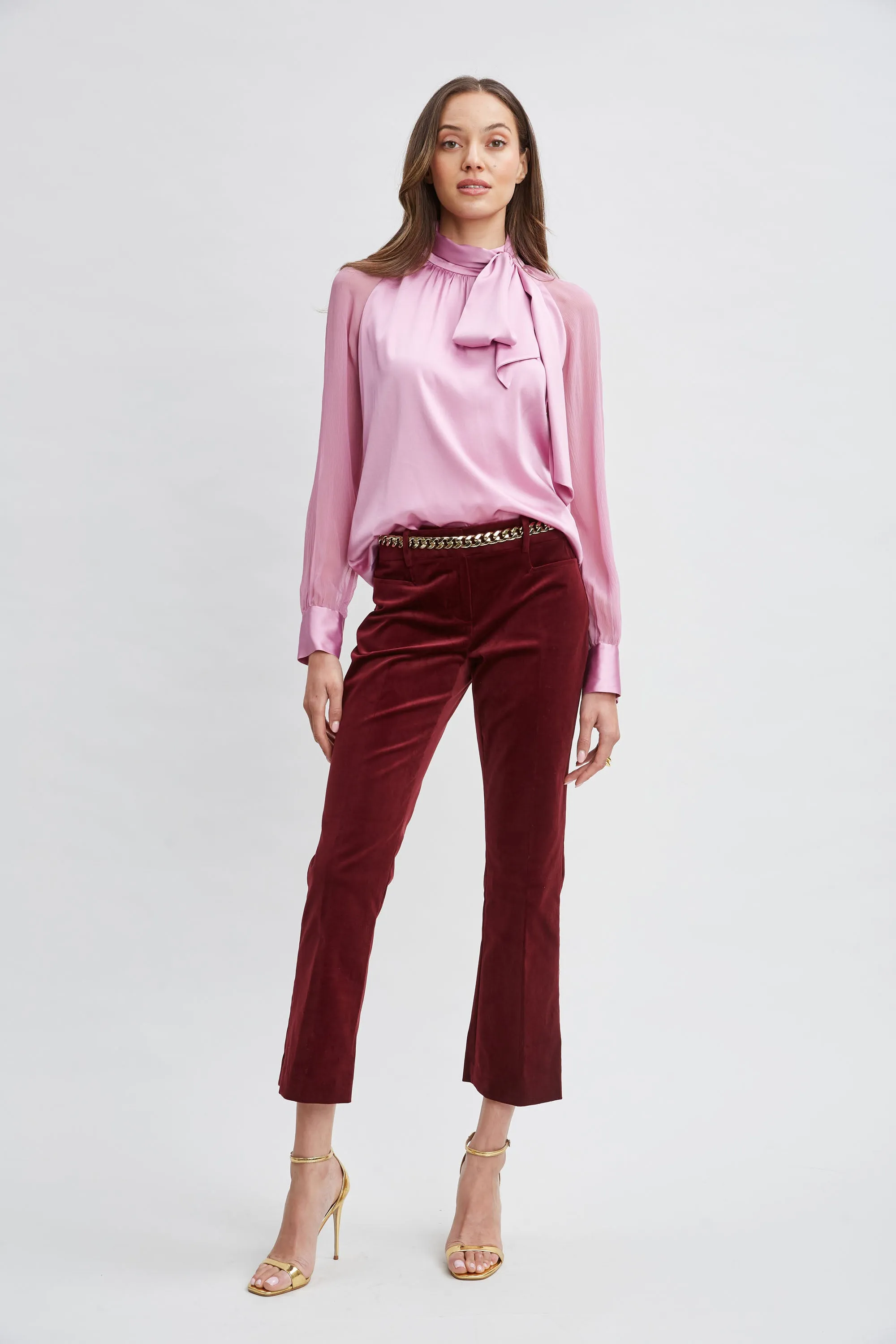 Silk Chiffon Sleeve Tie Shirt