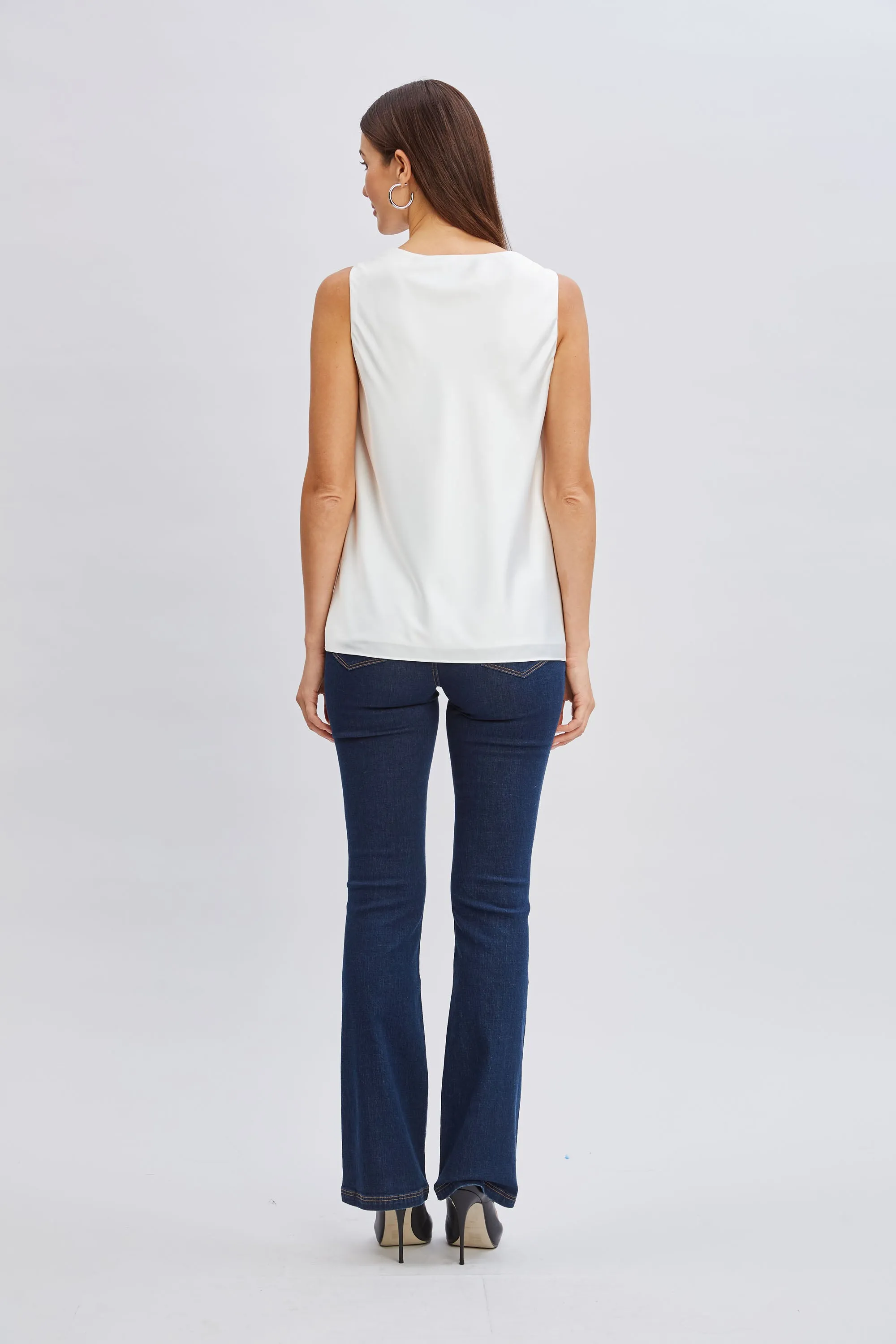 Silk Satin Cowl Neck Top