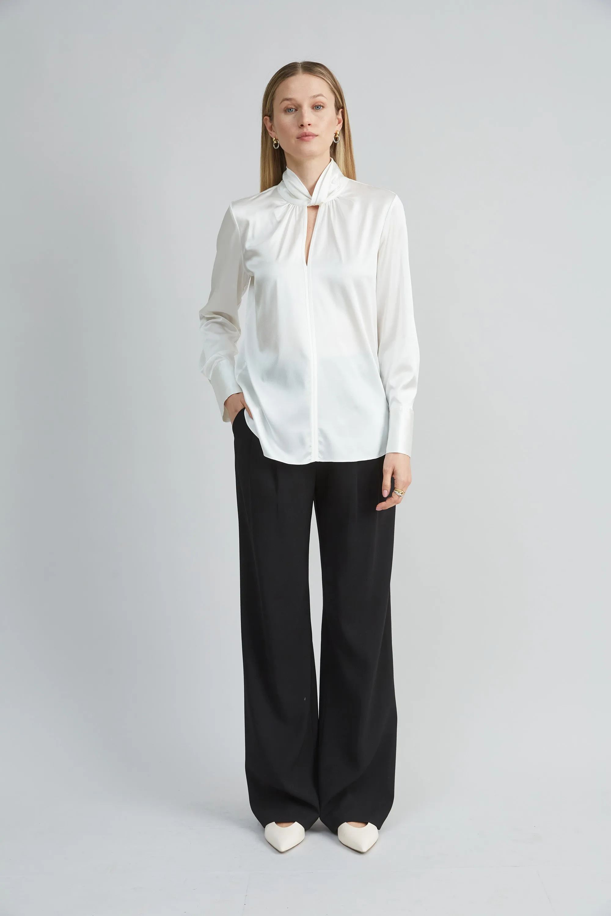 Silk Twist Neck Shirt
