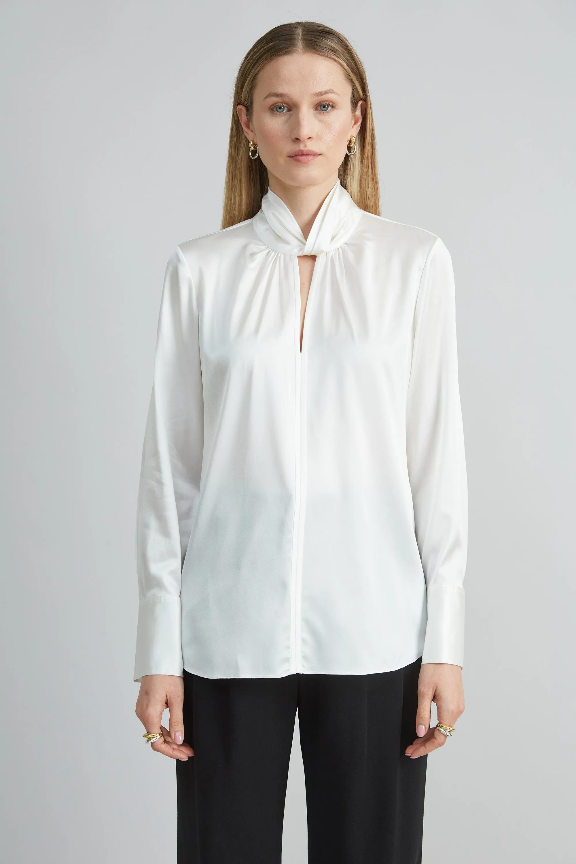 Silk Twist Neck Shirt