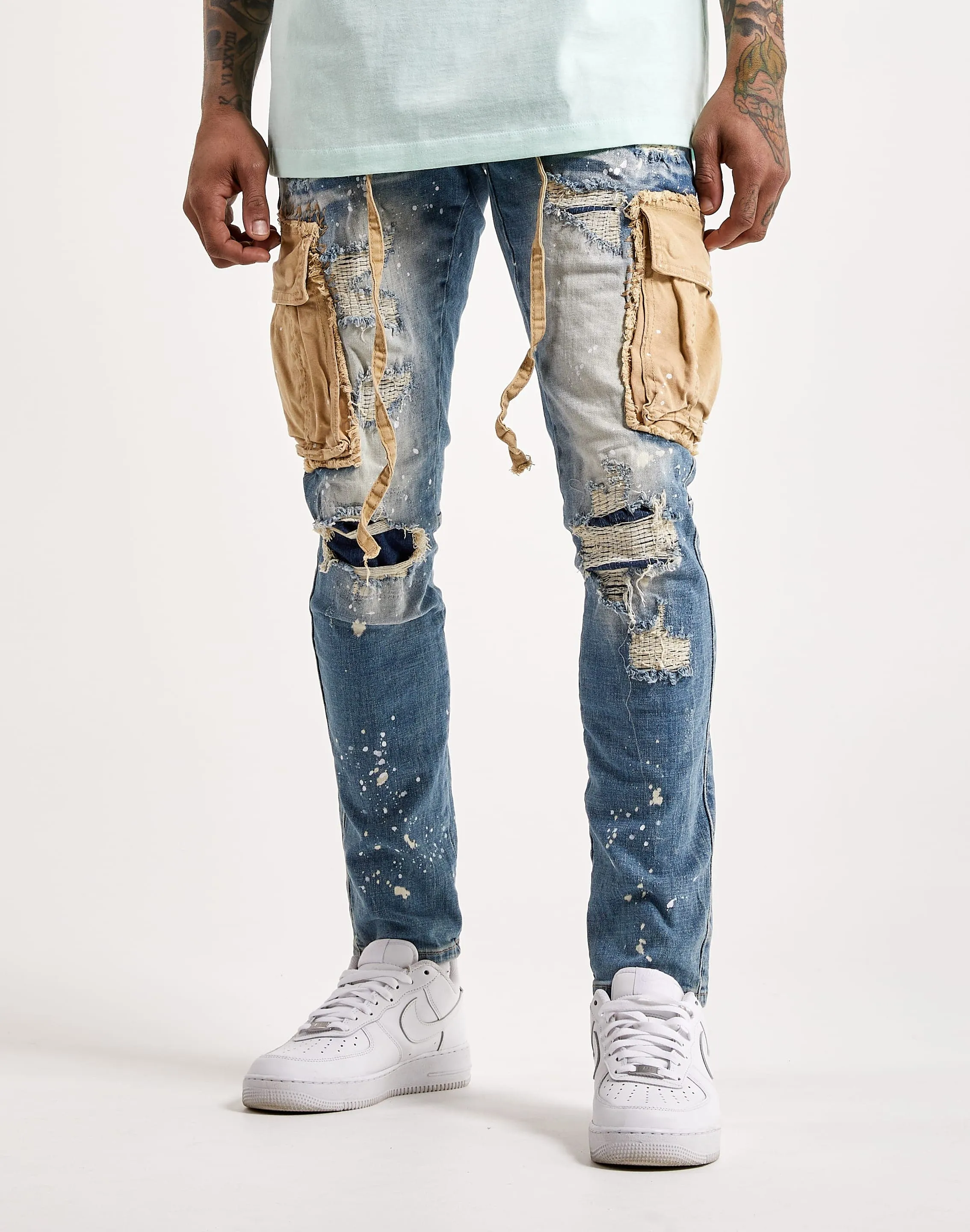 Smoke Rise Belted Cargo Fashion Denim Jeans