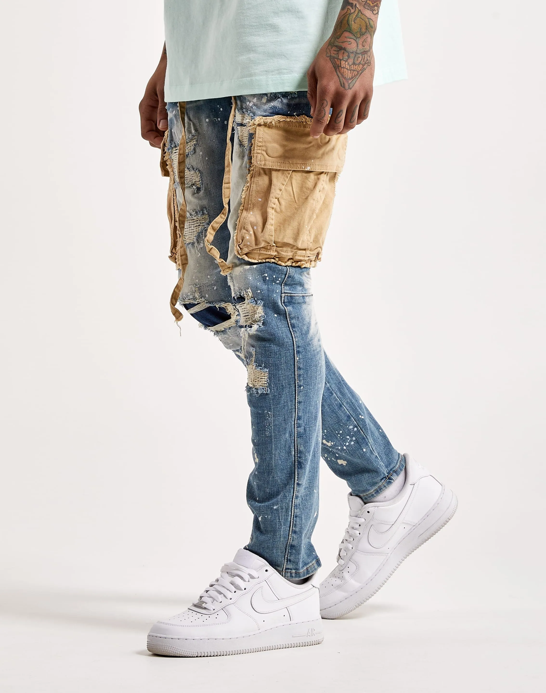 Smoke Rise Belted Cargo Fashion Denim Jeans