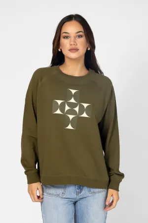 Stella   Gemma Classic Sweater Olive Mosaic