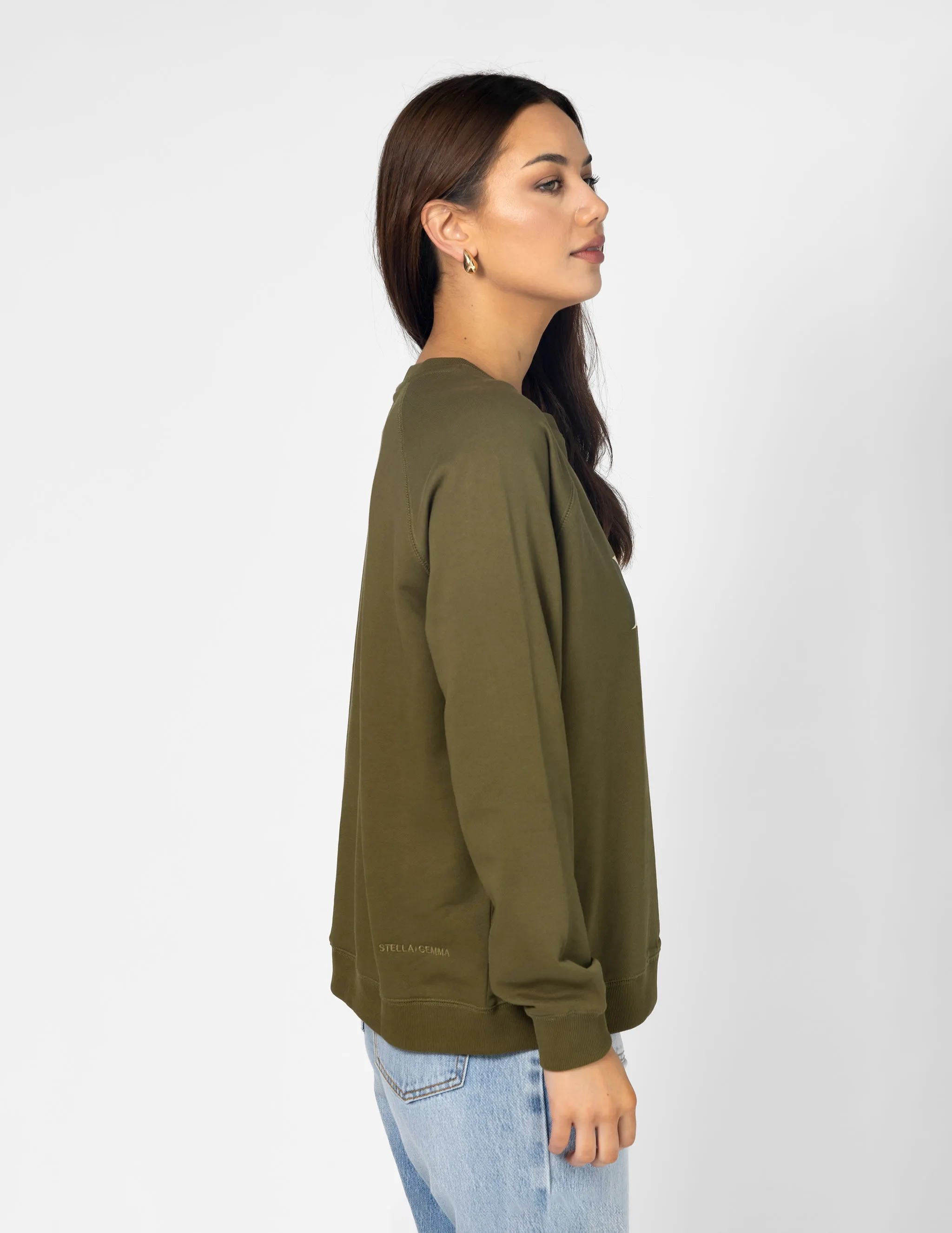 Stella   Gemma Classic Sweater Olive Mosaic