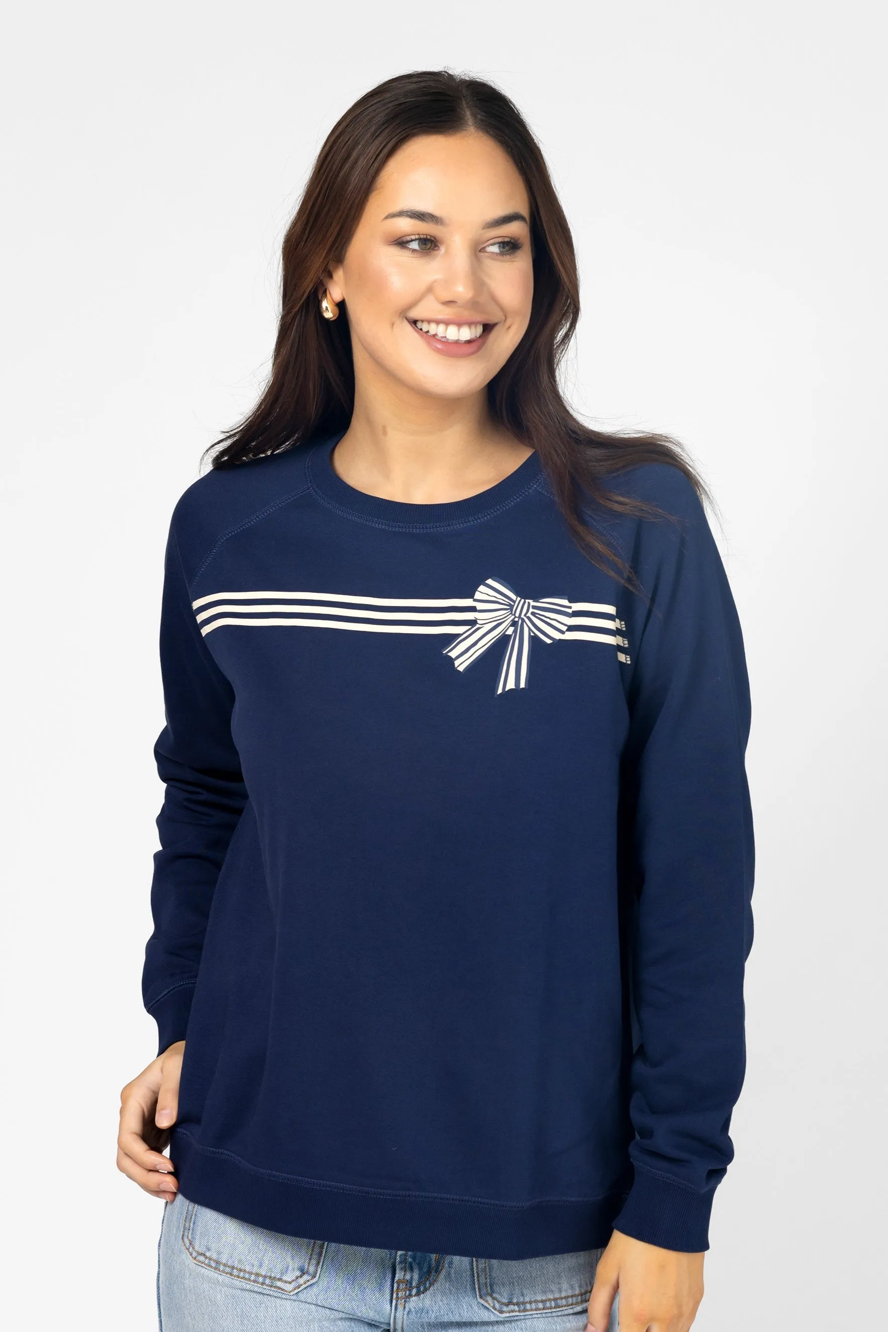 Stella   Gemma Classic Sweater Stripes and Bow Navy