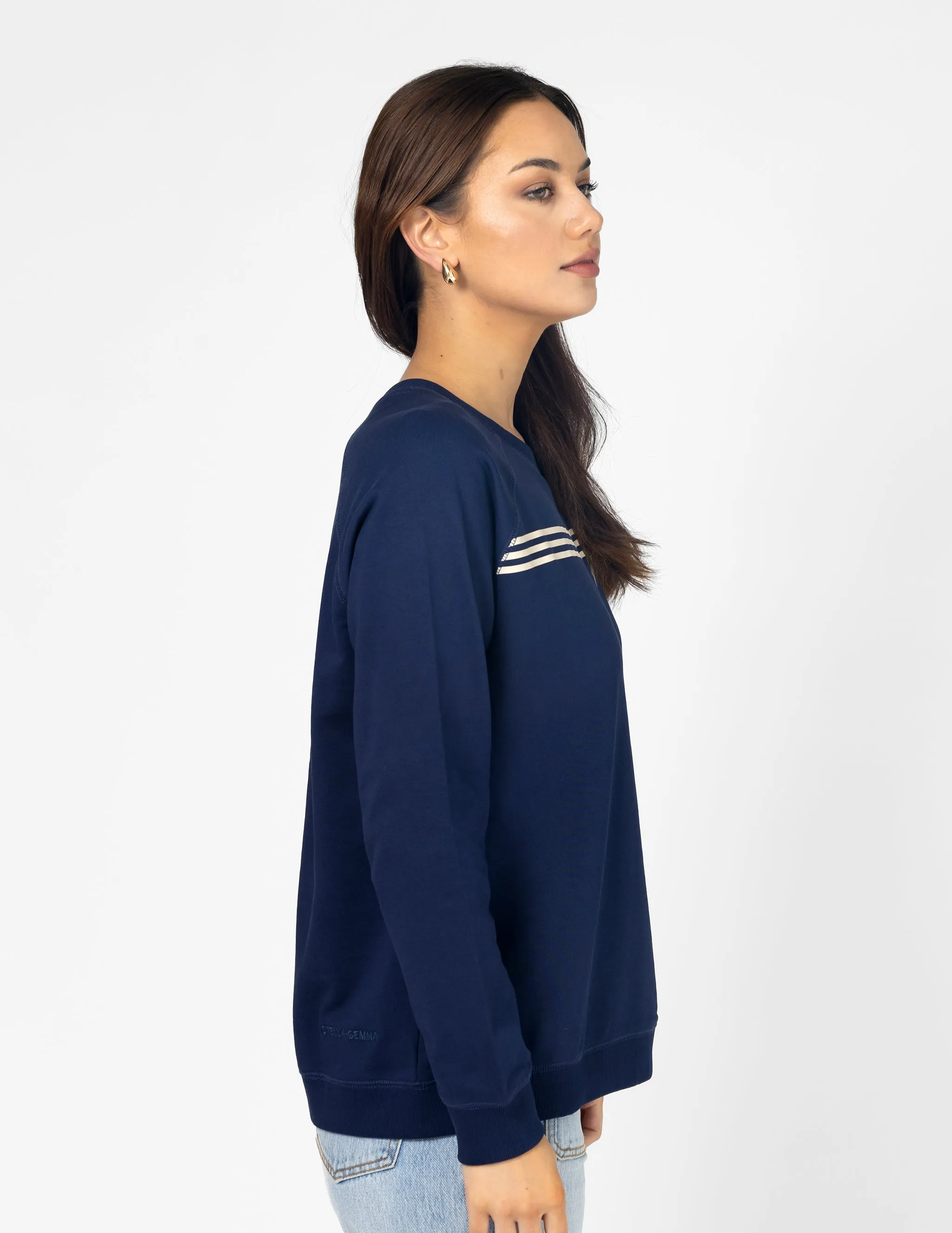 Stella   Gemma Classic Sweater Stripes and Bow Navy