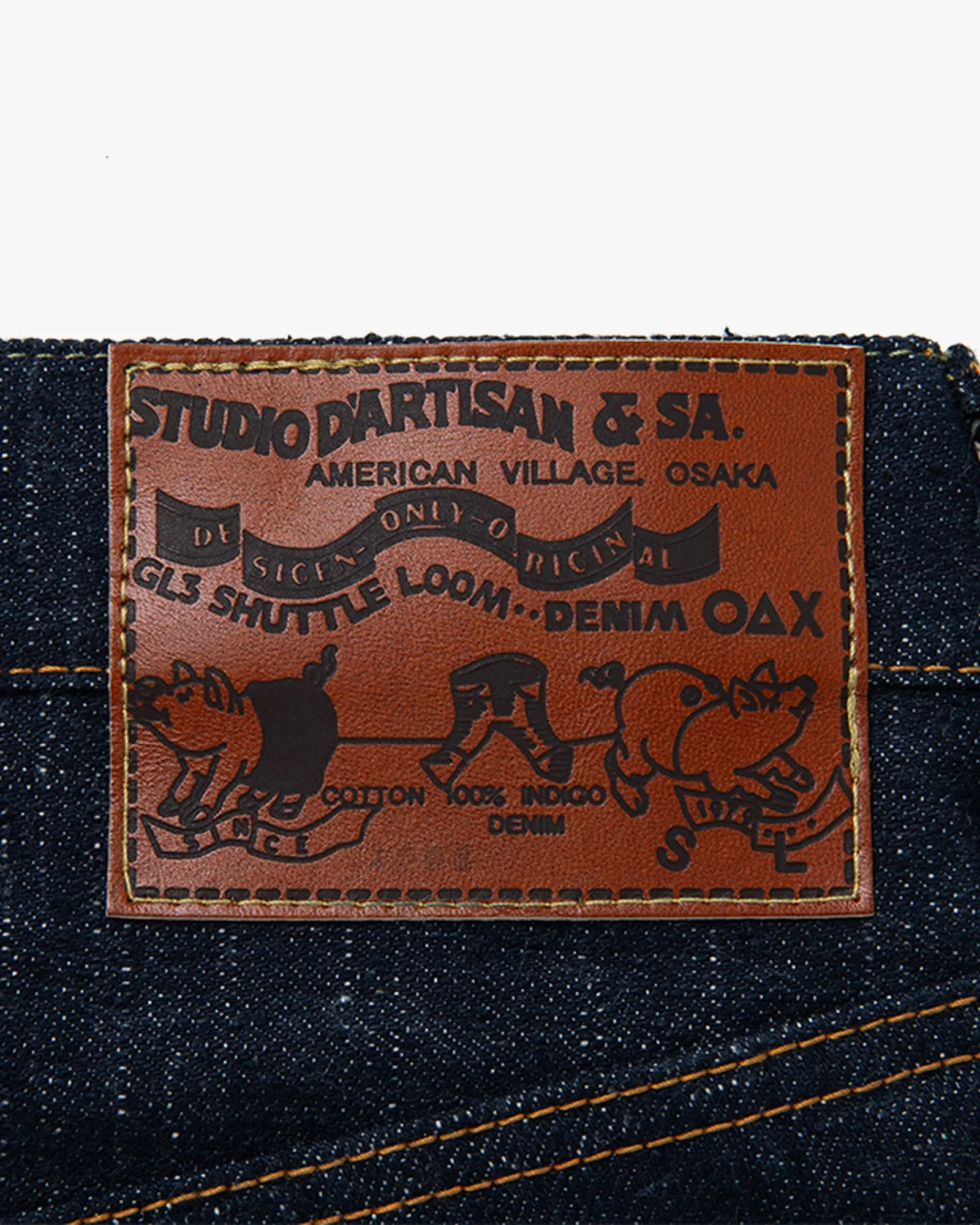 Studio D'Artisan SD-1008 'GL3' 15oz Selvedge Relaxed Tapered Mens Jeans - Onewash