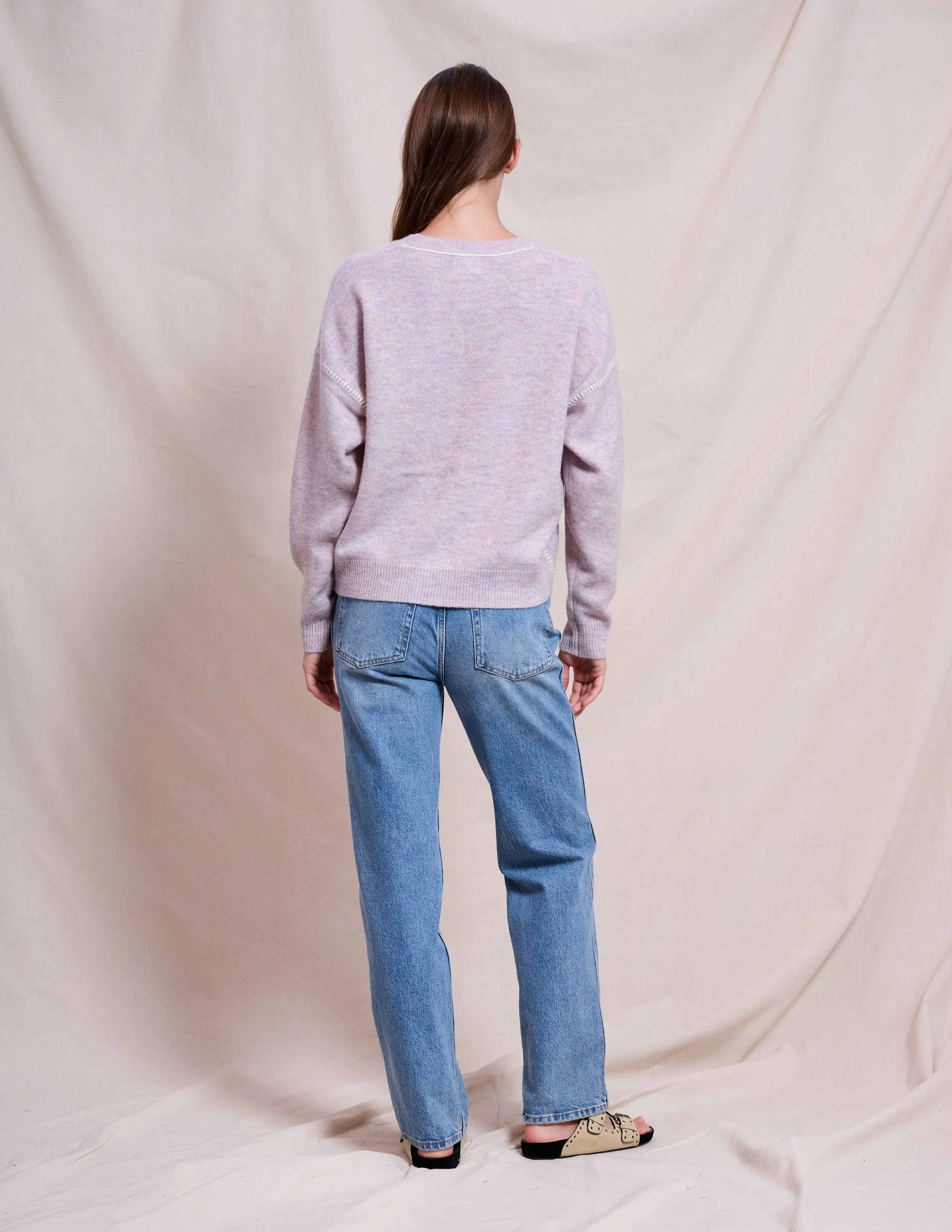 Sundry Crew With Baseball Stitching in Iconic Pink