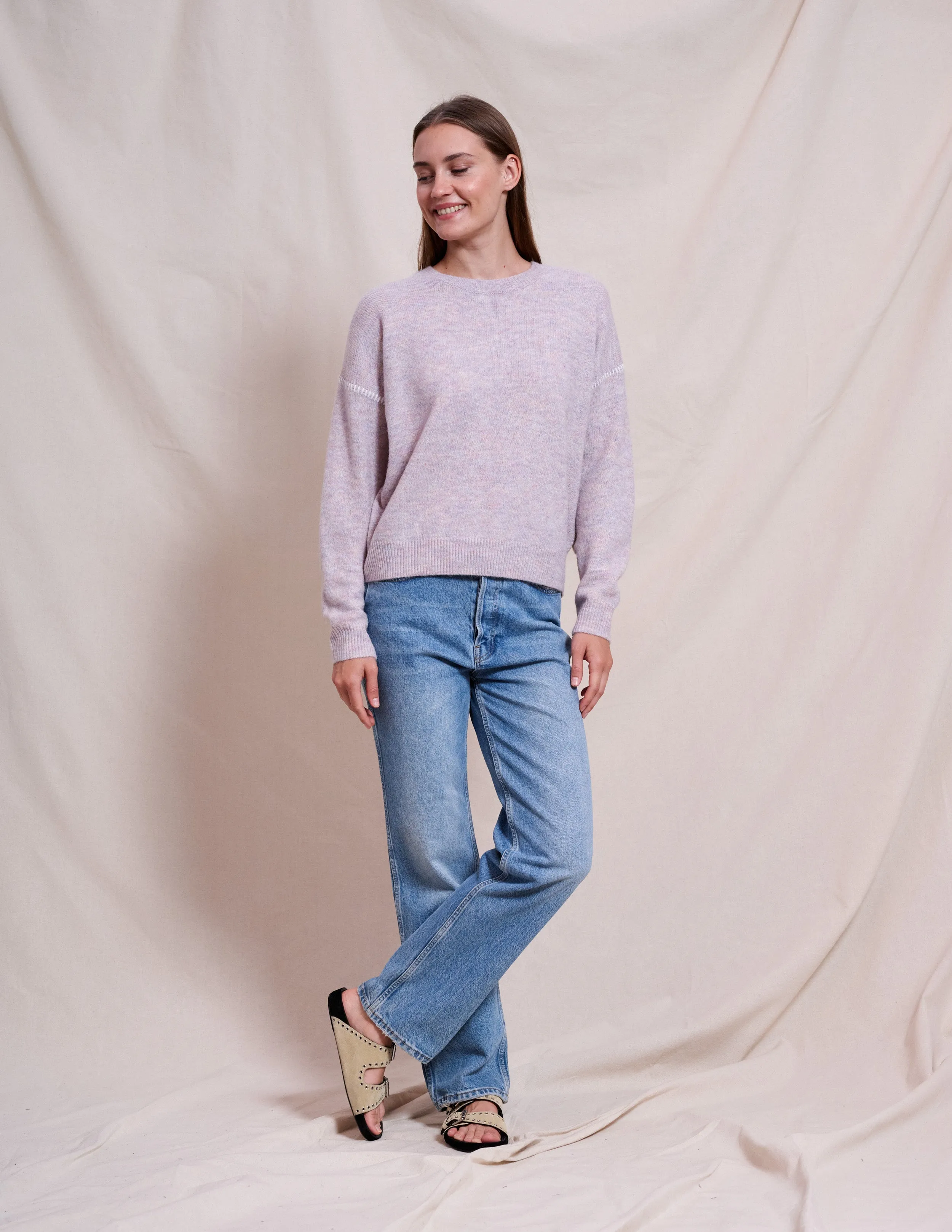 Sundry Crew With Baseball Stitching in Iconic Pink