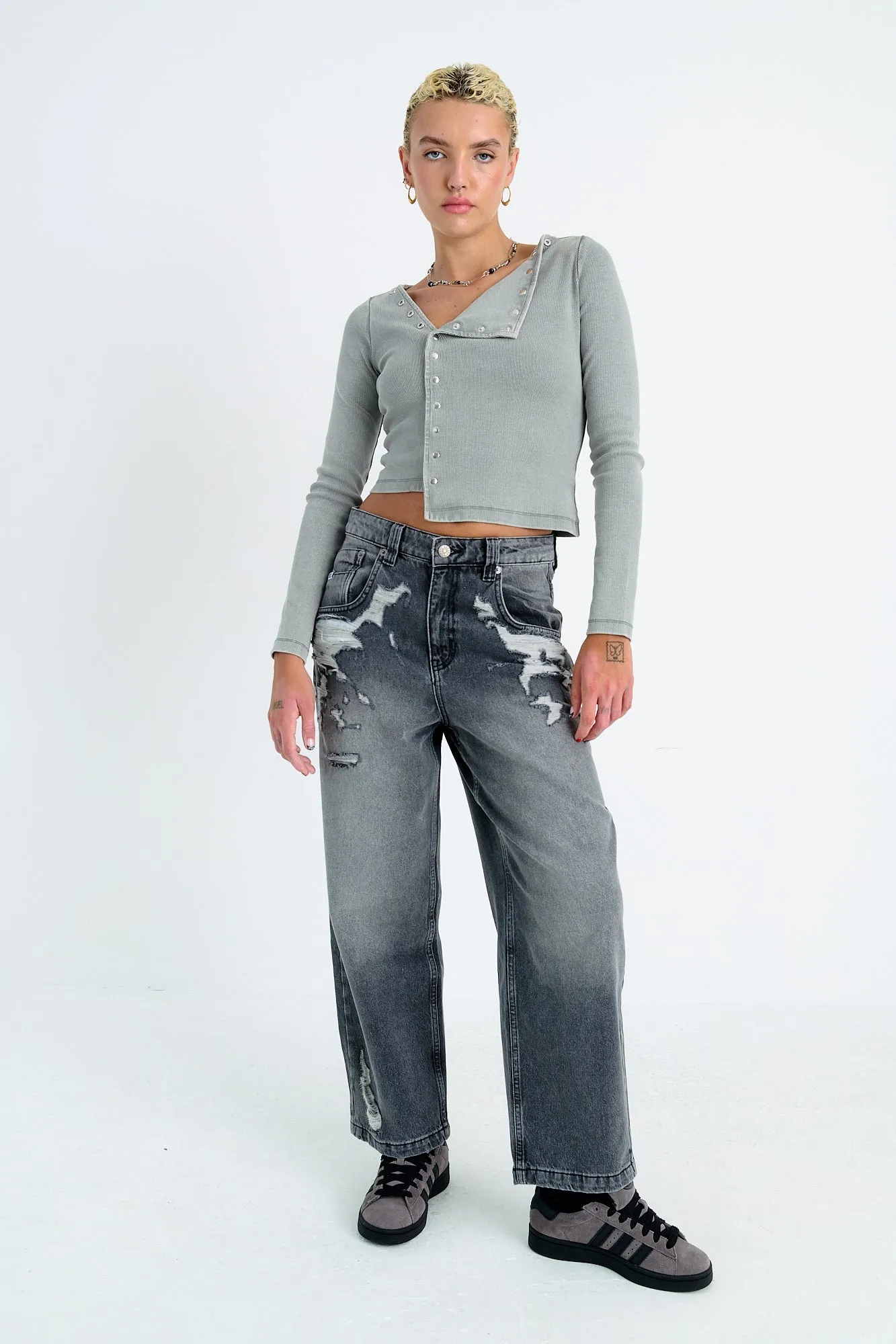 Washed Grey Relaxed Biggie Jeans