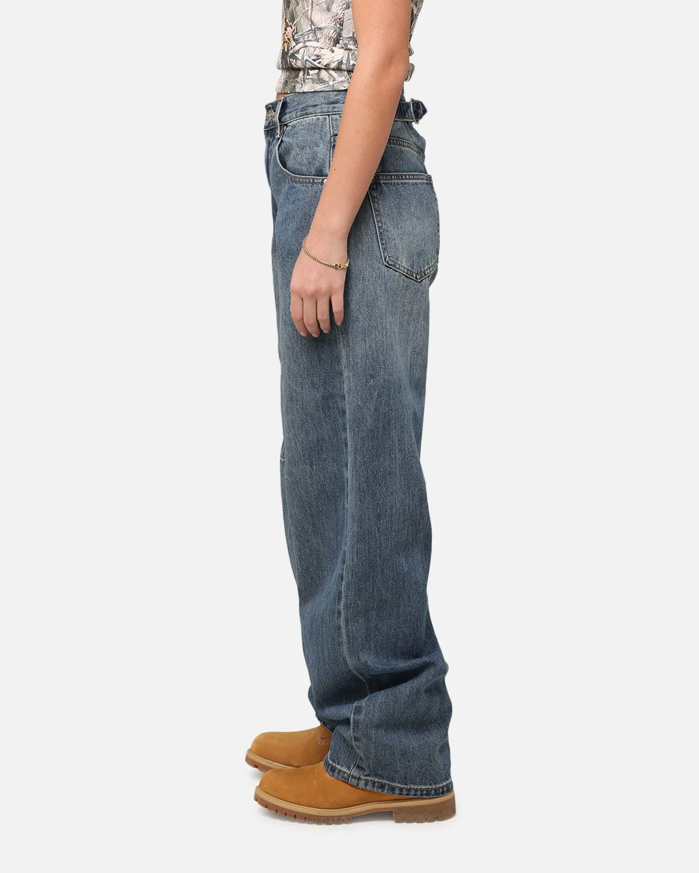 XXIII Women's Buckle Baggy Jeans Vintage Blue