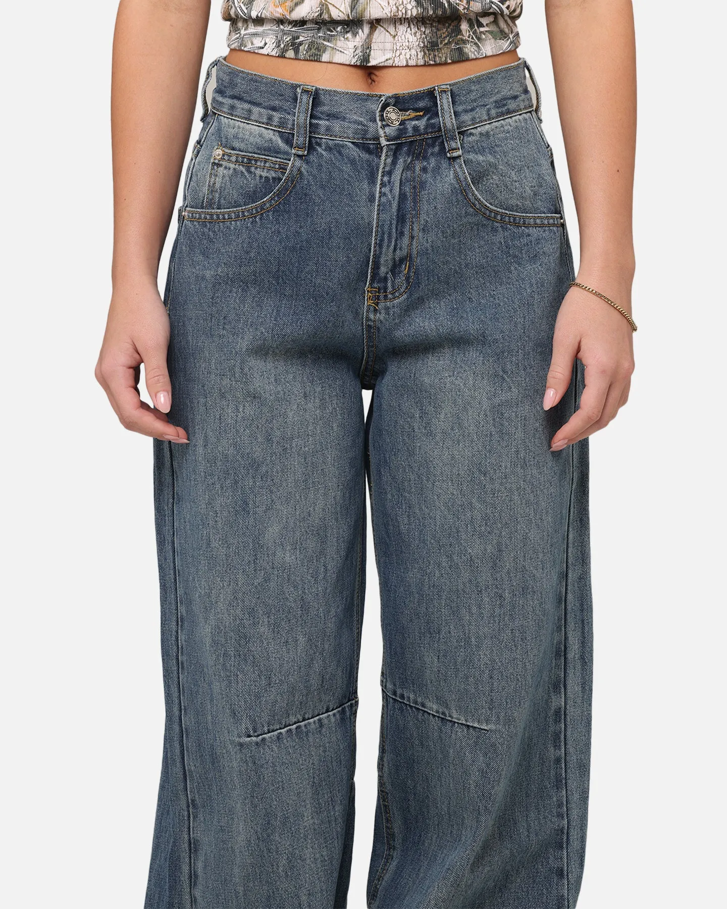XXIII Women's Buckle Baggy Jeans Vintage Blue