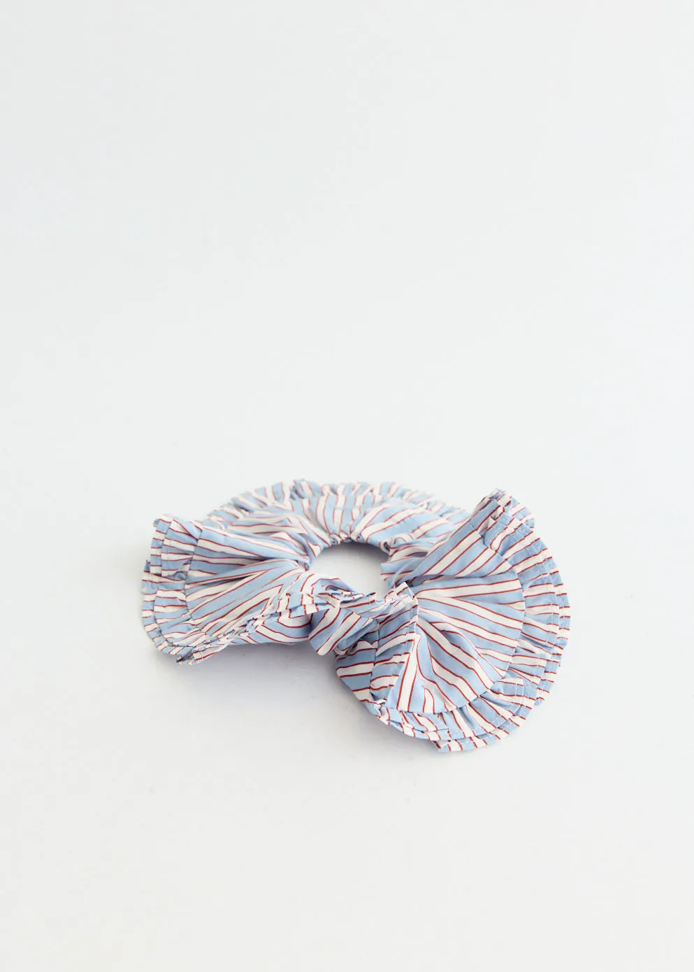 Yarn Dyed Stripe Frill Scrunchie