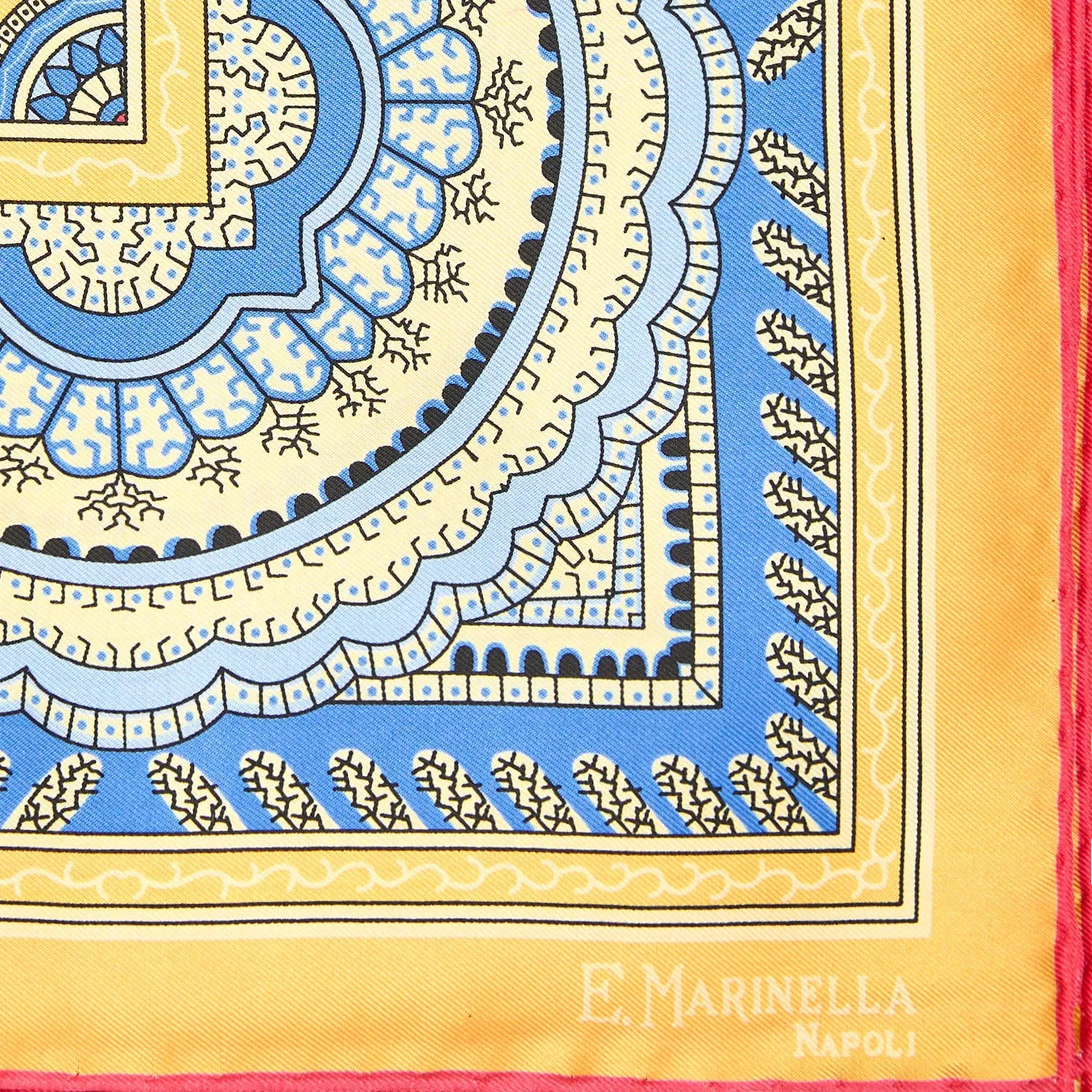 YELLOW HAND-PRINTED SILK POCKET SQUARE