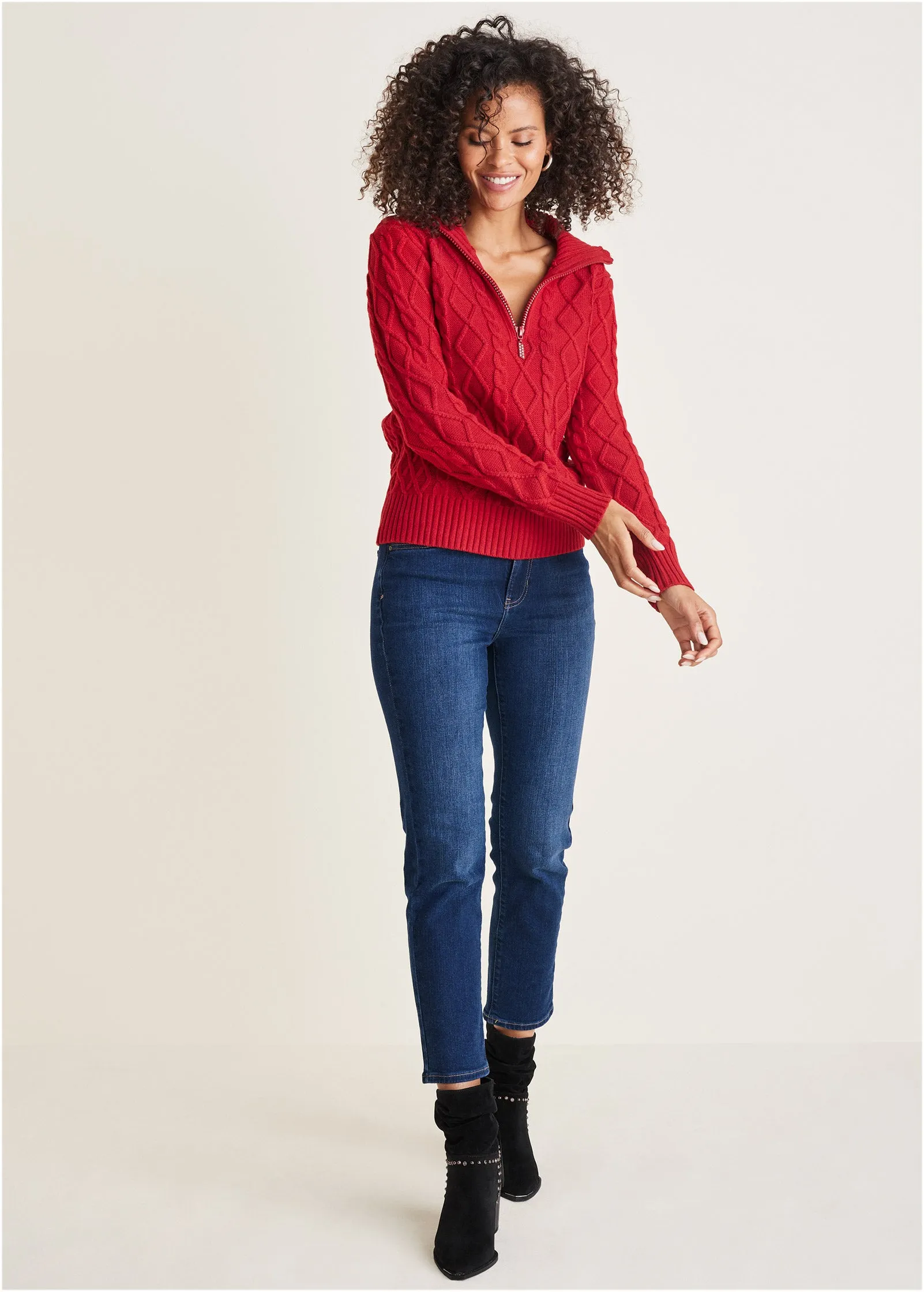 Zip Pullover - Equestrian Red