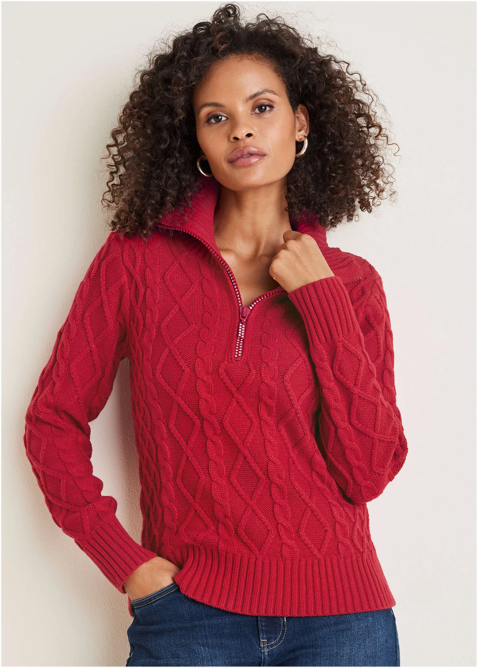 Zip Pullover - Equestrian Red